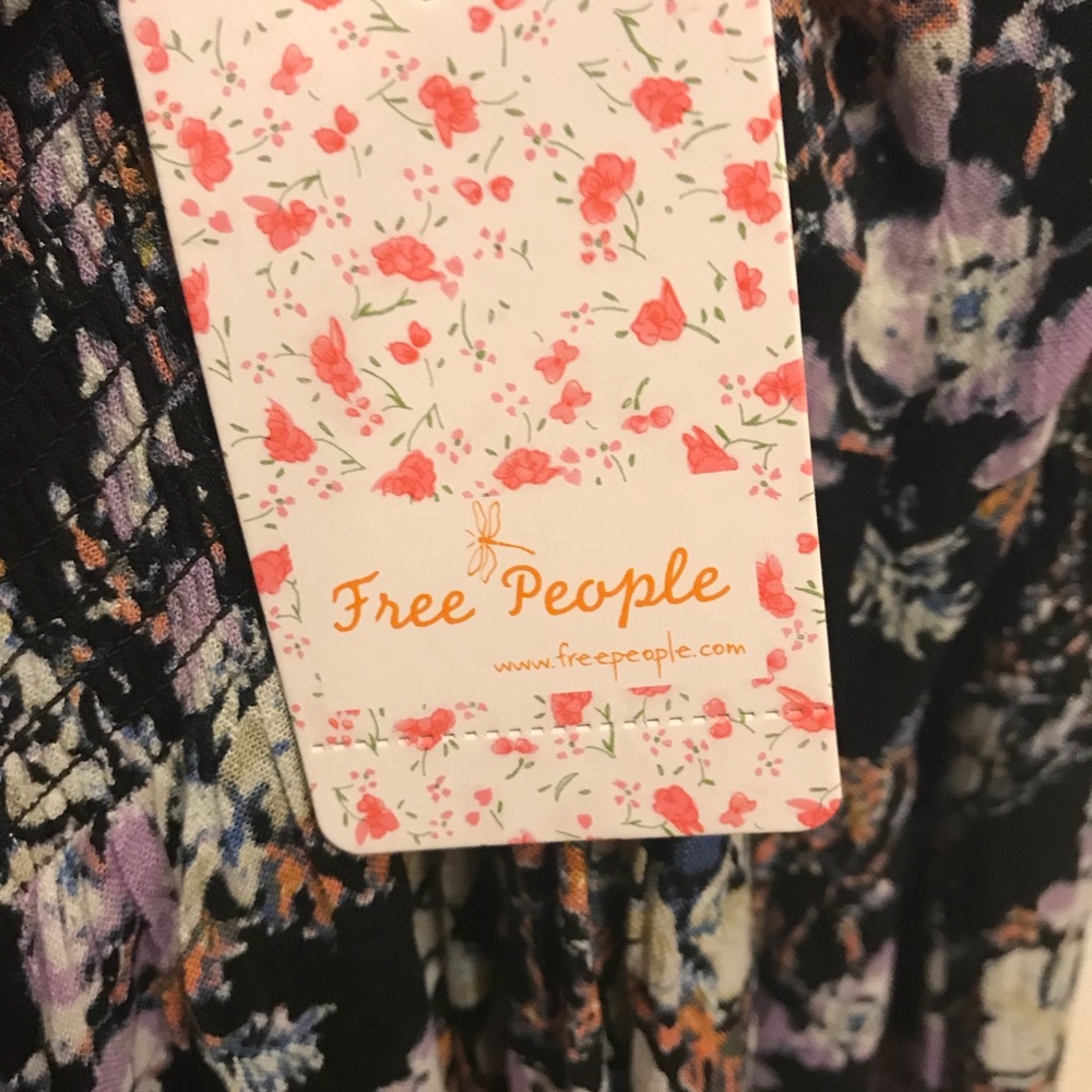 NWT Free People Black Floral Dress Washed Ashore - Picture 7 of 8
